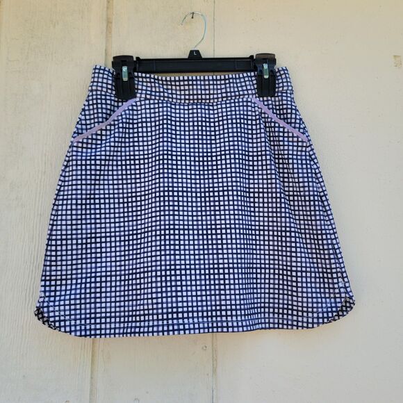 Peter Millar Small Blue/wht Plaid UPF 50+ Golf Skirt Skort Polyester Pockets - Picture 1 of 3